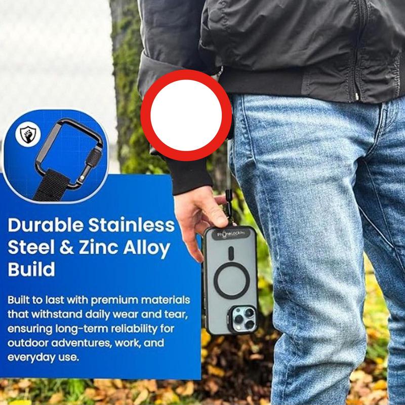 Anti-Theft Phone Tether Retractable Phone Lanyard Tether Cellphone Tab Strap with Carabiner Anti-Drop Harness for Outdoor Hiking