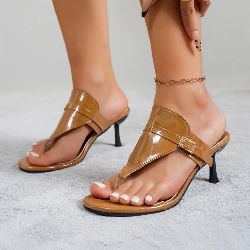 Модные летние женские шлепанцы с круглым носком, легкие, на высоком каблуке, с открытым носком, новая модная элегантная повседневная обувь, ажурные шлепанцы, женские туфли-стилетто