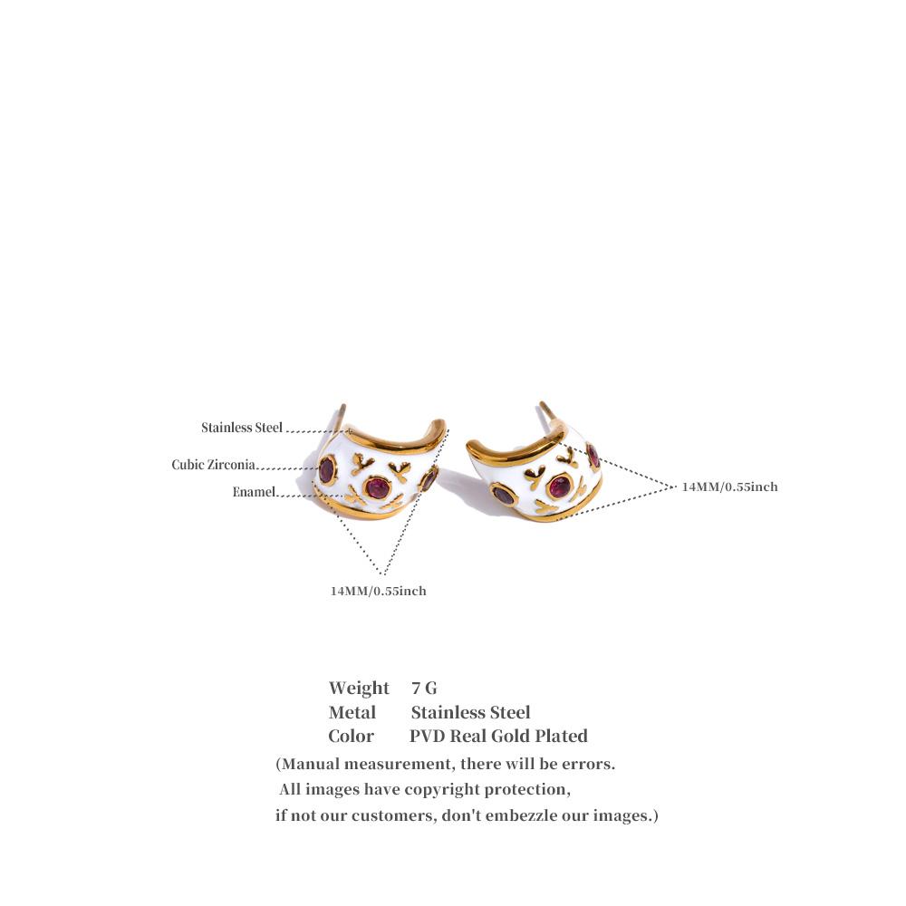 Eetit Белые эмалевые серьги-хагги C-образной формы с цирконием для женщин, из нержавеющей стали, для повседневной носки, высококачественная шикарная бижутерия, гипоаллергенные