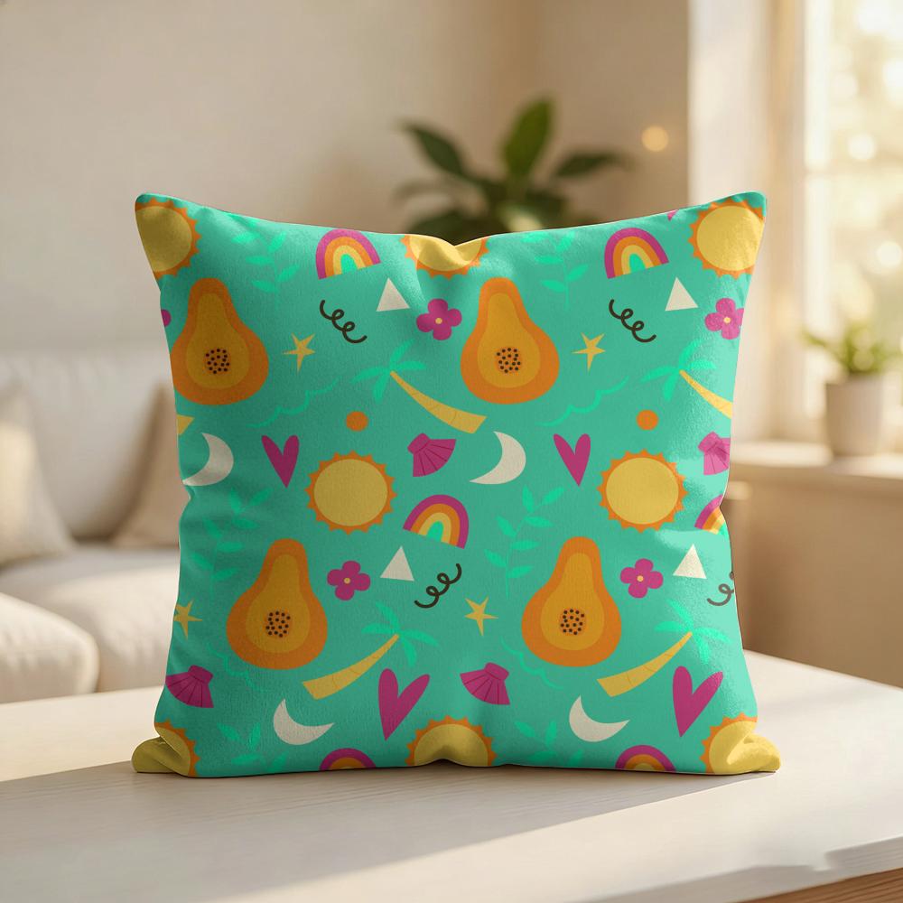 Avocado Pattern Cushion Cover Silky Short Plush Invisible Zipper Dustproof Sofa Pillow Case For Home Decor
