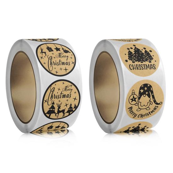 1 рулон рождественской клейкой клейкой темы, этикетка для печати, самостоятельная прочная, насыщенная, цветная подарочная коробка «сделай сам»