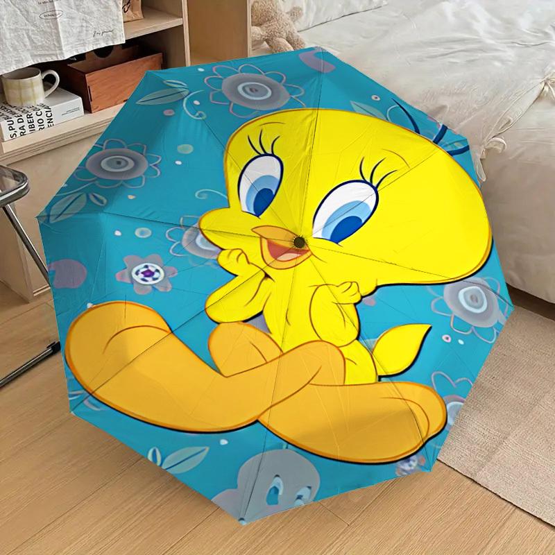 1PC Warner Tweety Bird, Flowers Automatic Open/Close Umbrella with Windproof, 32-Rib Sturdy Canopy, Durable Ribs1249A