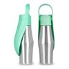 AEE2-Stainless Steel Dog Travel Water Bottle + Drinking Feeder, Leak Proof Green 27Oz
