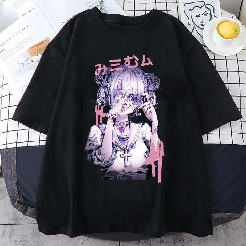 Футболка Kurono Kyou Anime, летняя спортивная беговая футболка с коротким рукавом, модная свободная спортивная футболка в стиле панк Y2K для девочек и женщин, косплей, футболка
