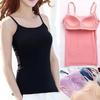 New Sexy Women Vest Tank Women Summer Shirt Tanks Solid Women's Camisole Tops with Built In Bra Neck Vest Padded Slim Fit Tank Tops
