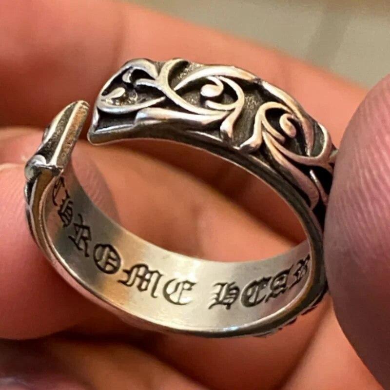 Кольца из стерлингового серебра с готическим крестом для мужчин и женщин, законодатели мод в стиле ретро, ​​тайское серебро, вечное кольцо из ротанга, ювелирные изделия