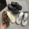Leopard Platform Women's Slippers Clip Toe Wedges Heel Summer Slides Casual Thick Bottom Street Style Shoes