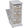 VidaXL Wooden Storage Shelf 3 Woven Baskets White