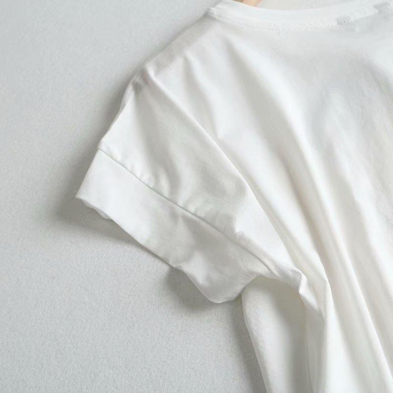 Футболка Уличная одежда Топ для женщин с принтом Белая хлопковая футболка с круглым вырезом с коротким рукавом Свободная