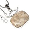 Necklace Fossil Coral Gemstone Handmade Antique Silver Jewelry 2"