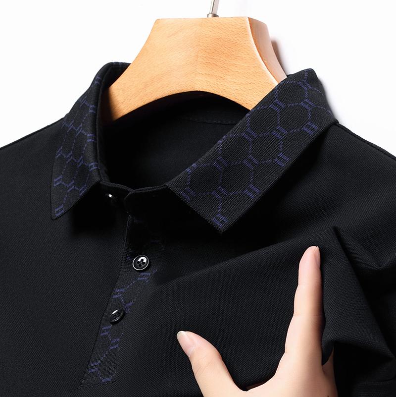 Мужская рубашка поло оригинального дизайна, жаккардовая с буквами, с длинным рукавом, осенняя, с лацканами, футболка, деловая, классическая, повседневная, модный тренд, мужская одежда