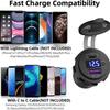 USB C Car Charger Socket 12V/24V Dual USB Socket PD3.0 and QC3.0 Car USB Port With LED Voltmeter and On/Off Switch
