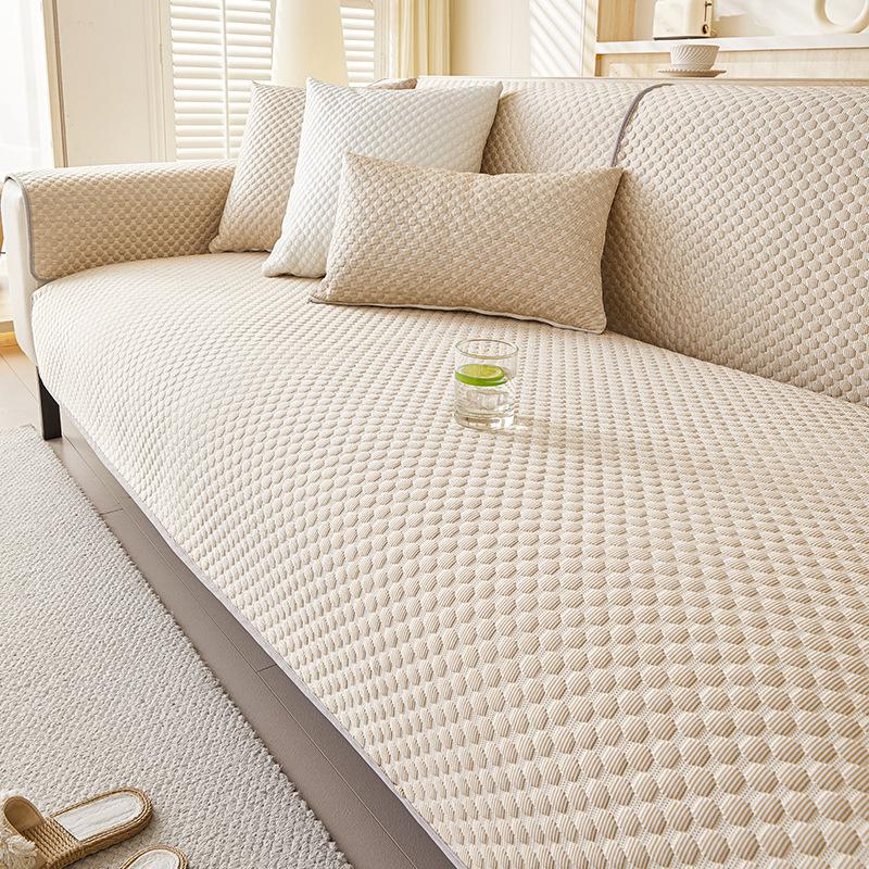 Candy Color Summer Cooling Sofa Cover Ice Silk Non Slip Foldable Seat Cushion Pad Adjustable Armrest Backrest Slipcovers