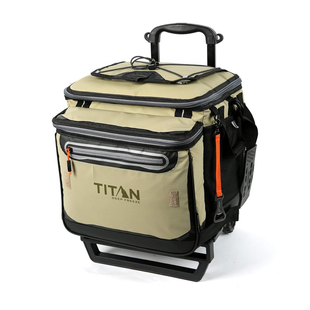 Titan Deep Freeze 40L Soft Cooler Box Can with Rolling (50+10 Capacity, Wheels, Cooler)