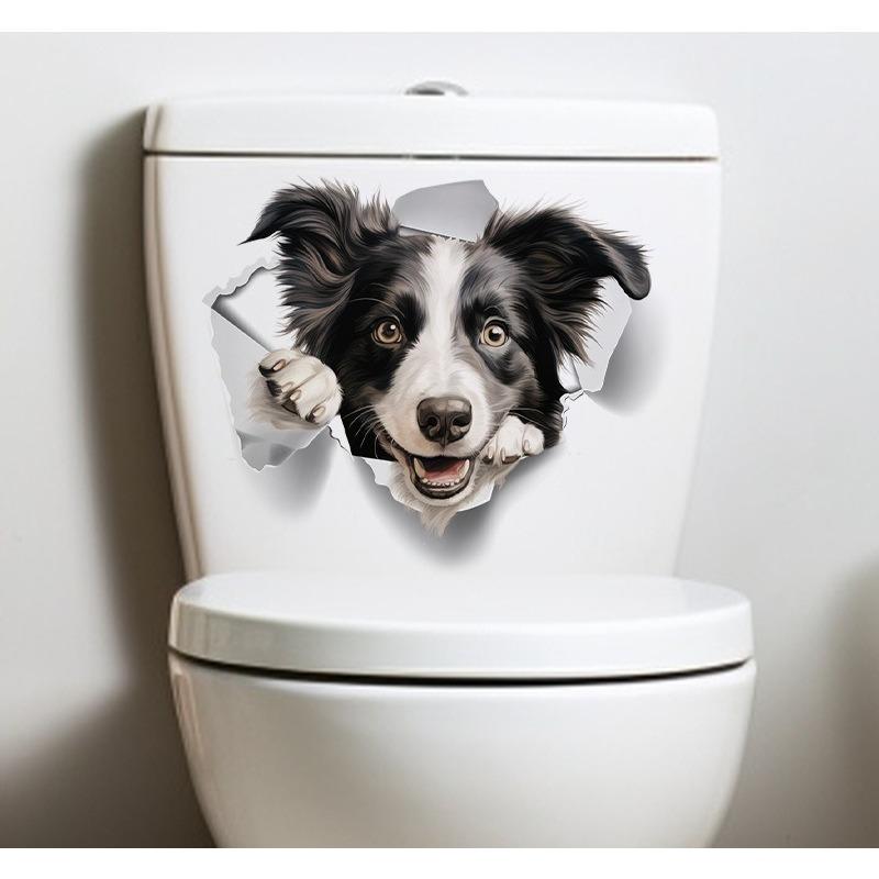 Креативная реалистичная 3D наклейка на унитаз с милым котом Vision, забавная наклейка с изображением животных для ванной комнаты, декор крышки унитаза, самоклеящаяся ПВХ, водонепроницаемая картина