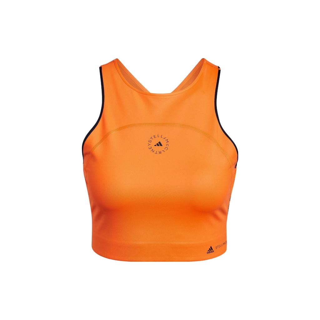 Adidas Printed Logo Crop Training Sports Vest Women Tops Signal-Orange HB6088