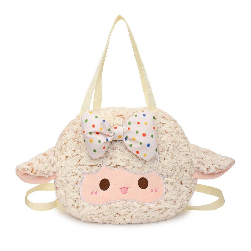 Bow Little Lamb Cartoon House Cute Girl One Shoulder Big Bag Cute Schoolgirl Large Capacity Storage Backpack