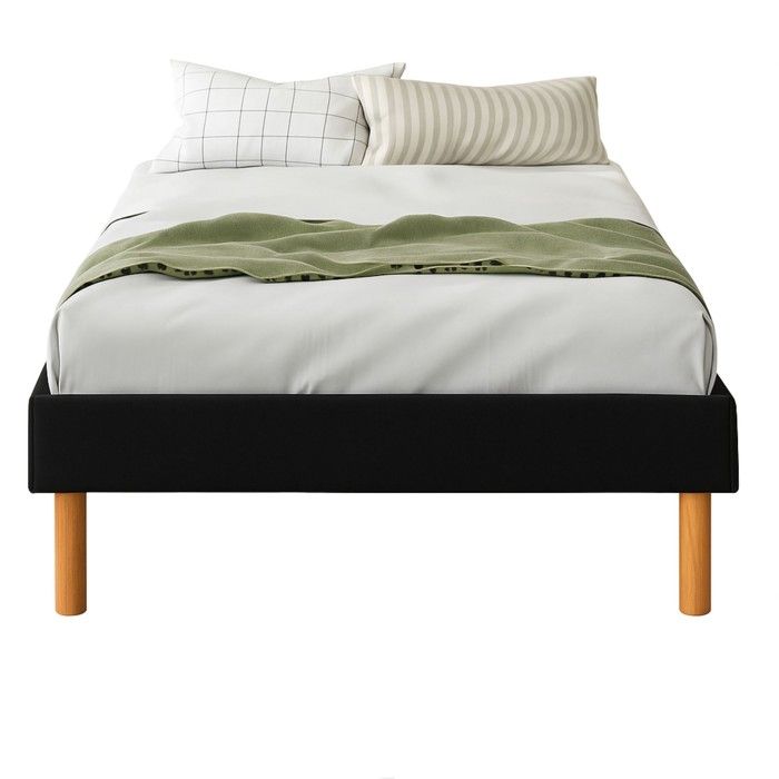 Gregory - прочное и удобное черное обитое основание кровати с ножками 20 см для матраса 80x200 - 13 планок - Monta