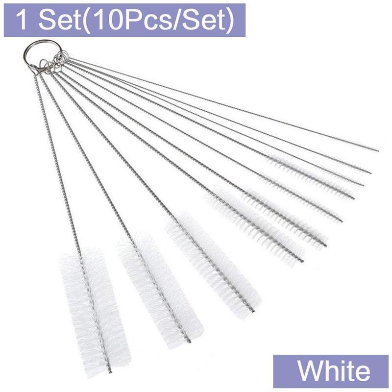 10 шт./компл. набор щеточек для чистки нейлоновой соломы разного размера, очиститель труб из нержавеющей стали с длинной ручкой, инструмент для чистки бутылки с щеткой (1/2 комплекта)