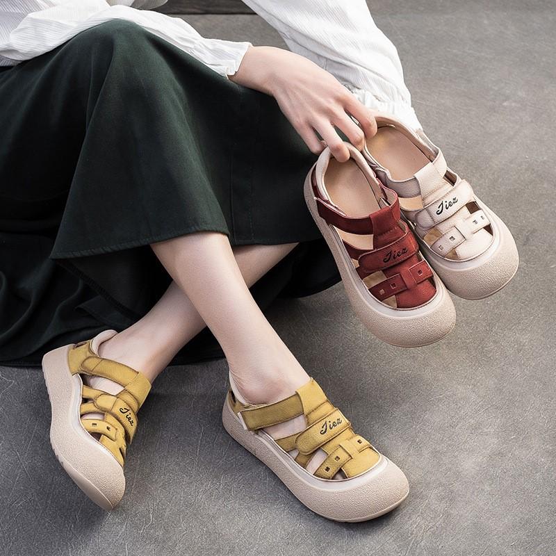 Johnature Comfortable Soft Sole Hollow-out Breathable Genuine Leather Leisure Sandals Versatile Women's Shoes