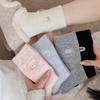 Ladies Winter Plush Thickened Warm Sweet Embroidered Bow Wool Pile Pile Socks