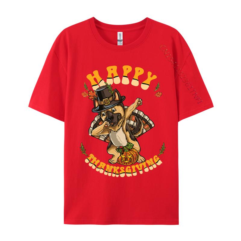 Turkey GerUnisex Shepherd Happy Thanksgiving Tshirt Normal T Shirt Funny Design New Tshirts Unisex Cotton T Shirt Cream T Shirt