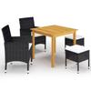 Day and Night - Day and Night 5-Piece Garden Dining Set Black
