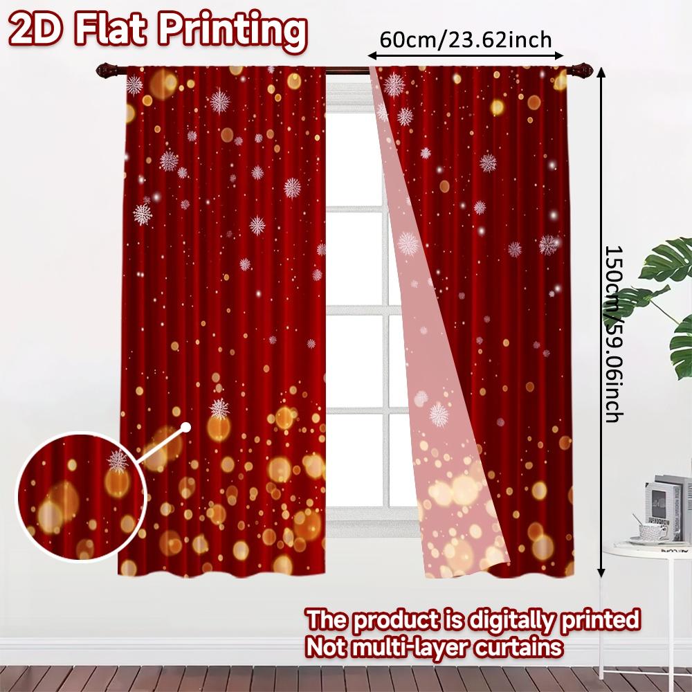 2pcs, 2D FLAT PRINTING Curtains (Without Rod) Festive Baubles Festival Creative Curtains Yarn Curtains Festive Perfect for