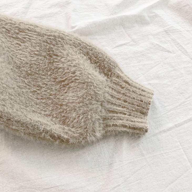 Autumn Women's Fashion Lantern Sleeve Imitation Mink Velvet Loose Sweater Casual Knitted Cardigan Jacket