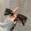 Винтажные Без Оправы Квадратные Солнцезащитные Очки с Кристаллами Люксовый Бренд Дизайнерские Солнечные Очки Металлические Панк Популярные Оттенки для Женщин Мужчин
