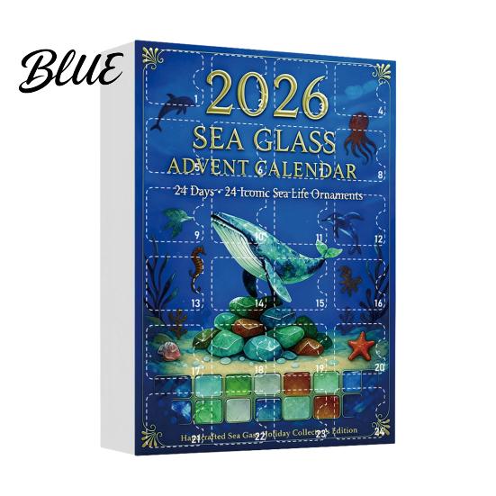 Акриловые Морские Украшения Адвент-календарь 2026 2D Рождественская Коробка для Обратного Отсчета с Подвесками Животных Морской Тематики Праздничное Украшение для Елки,