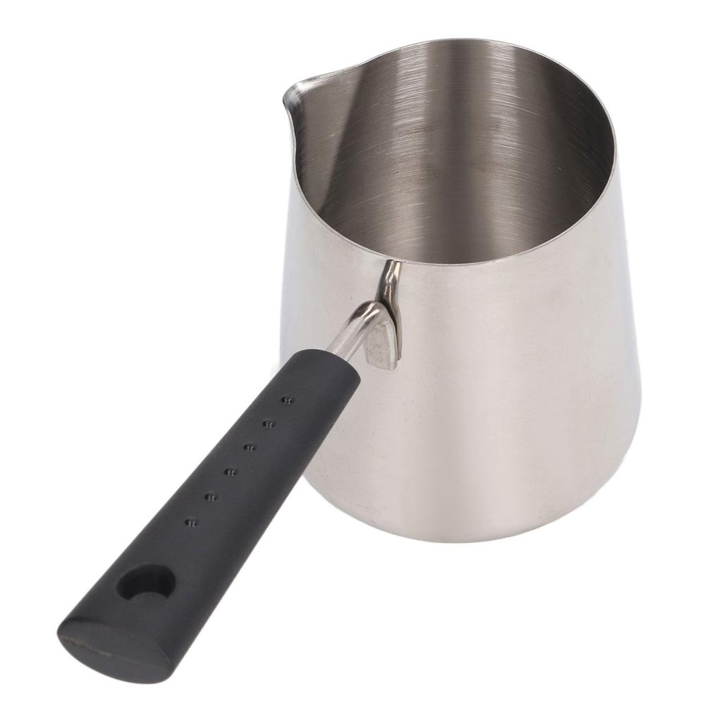 Coffee Milk Frothing Pitcher Cup 304 Stainless Steel Long Handle Milk Pitcher Pointed Tip Latte Frothing Cup with Scale