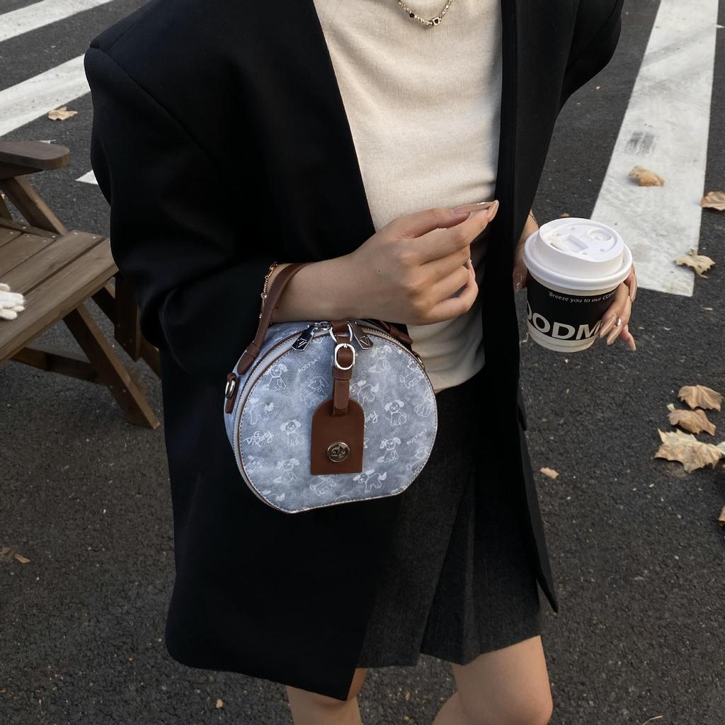 Женская круглая сумка для торта - Стильный принт, дизайн "маленький аромат", универсальная сумка через плечо/кроссбоди