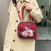 New Kawaii Women Ita Crossbody Tote Bag Clear Nylon Plaid Small Shoulder Bag JK Girls Pin Display Handbag With Circle Pocket