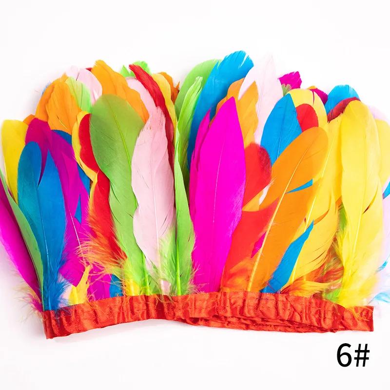 2M/Lot Real Geese Feather Fringe Ribbons Goose Feathers Trim Dyed for Dress Skirt Cloth Belt Decorative Clothing