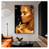Африканская художественная картина маслом на холсте, плакаты и принты Cuadros, настенная художественная картина для гостиной, черно-золотая женская сексуальная телесная...