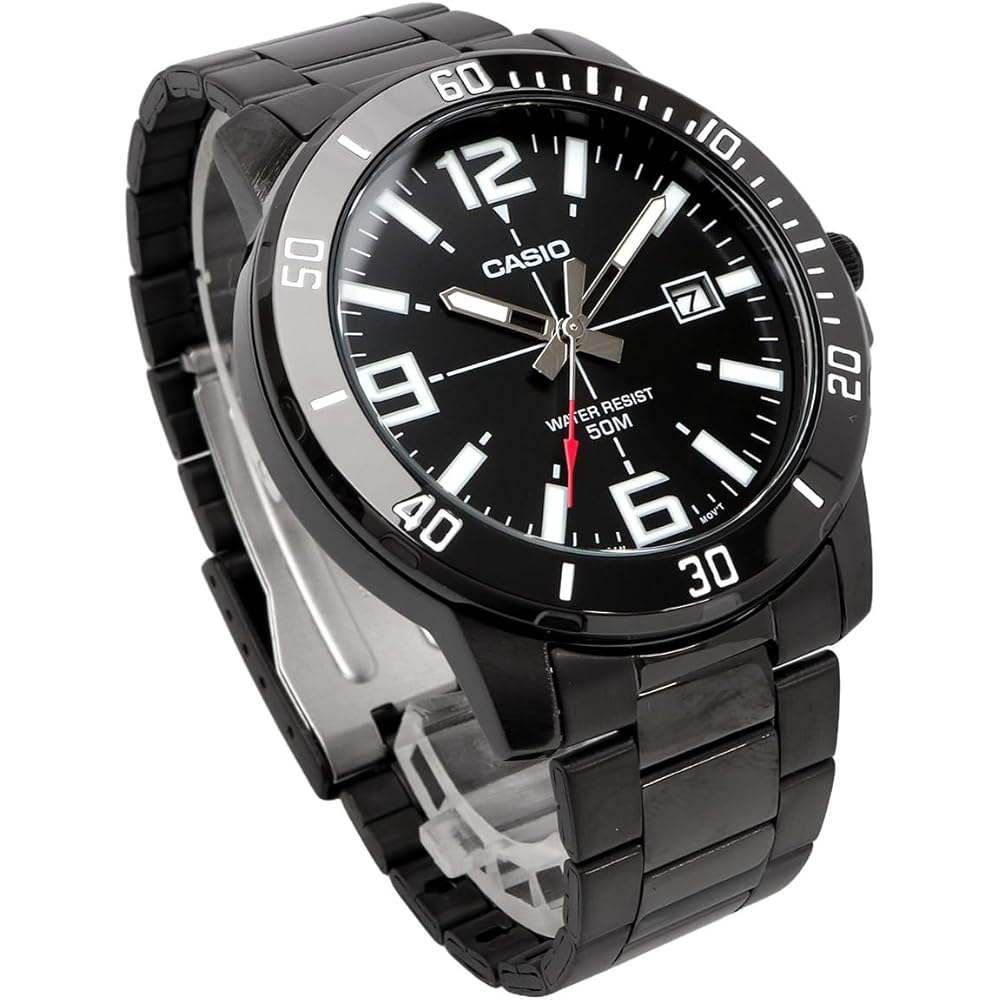 Мужские аналоговые кварцевые часы Casio Standard MTP-VD01B-1BV Черный металлический ремешок Импортная модель