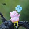 Non-drilling Car Mount Ornament Cartoon Windmill Decoration with Soft Doll Cute Rotary for Dashboard Animal Handlebar & Vent Solar/Manual Spin