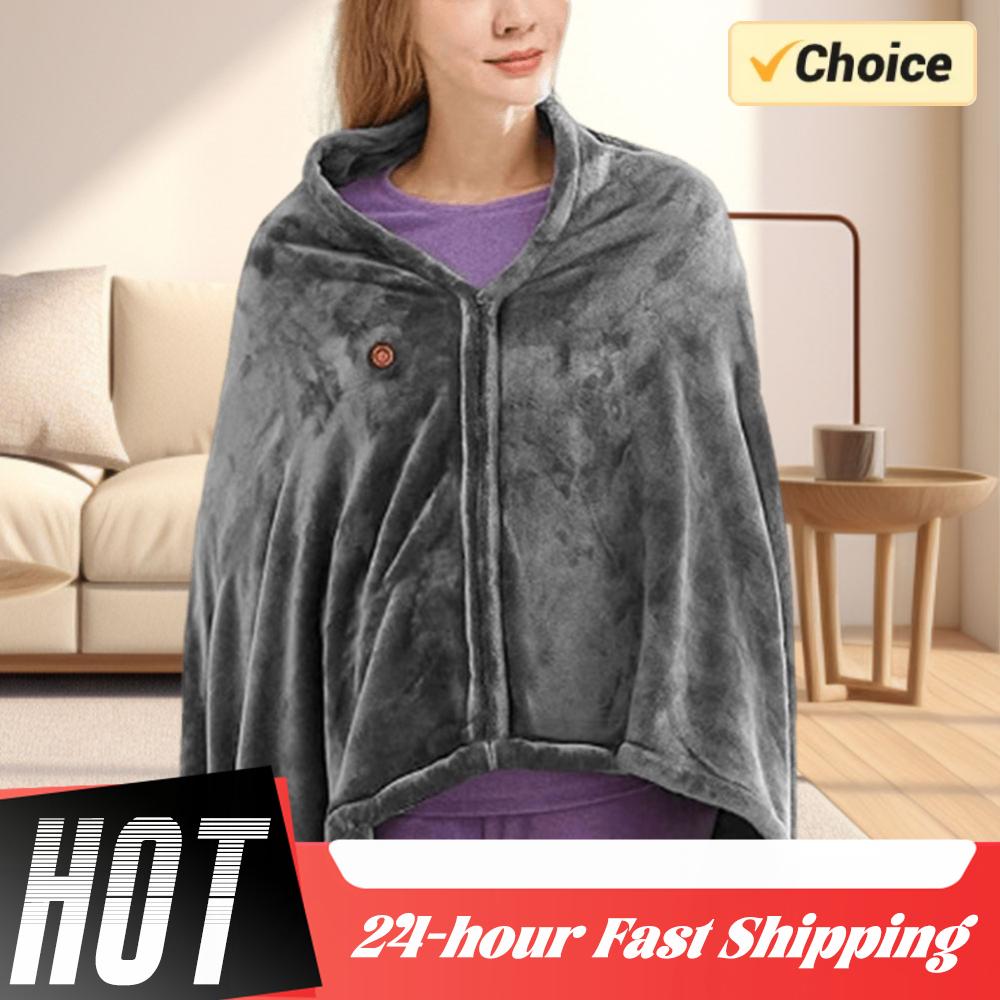 USB Электрическое Одеяло с Подогревом 3 Уровня Нагрева Флисовое Электрическое Одеяло Обогреватель для Тела Носимый Портативный Нагревающий Наплечник