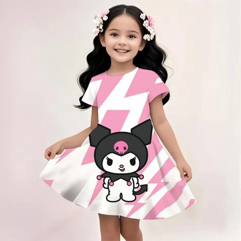 Sanrio Новое летнее платье для девочек Hello Kitty с 3D-печатью Модное Мультяшное Милое Платье-юбка для принцесс