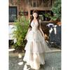 French Sweet Polka Dot Hanging Neck Dress High-end Temperament Waist Seaside Vacation Super Fairy Cake