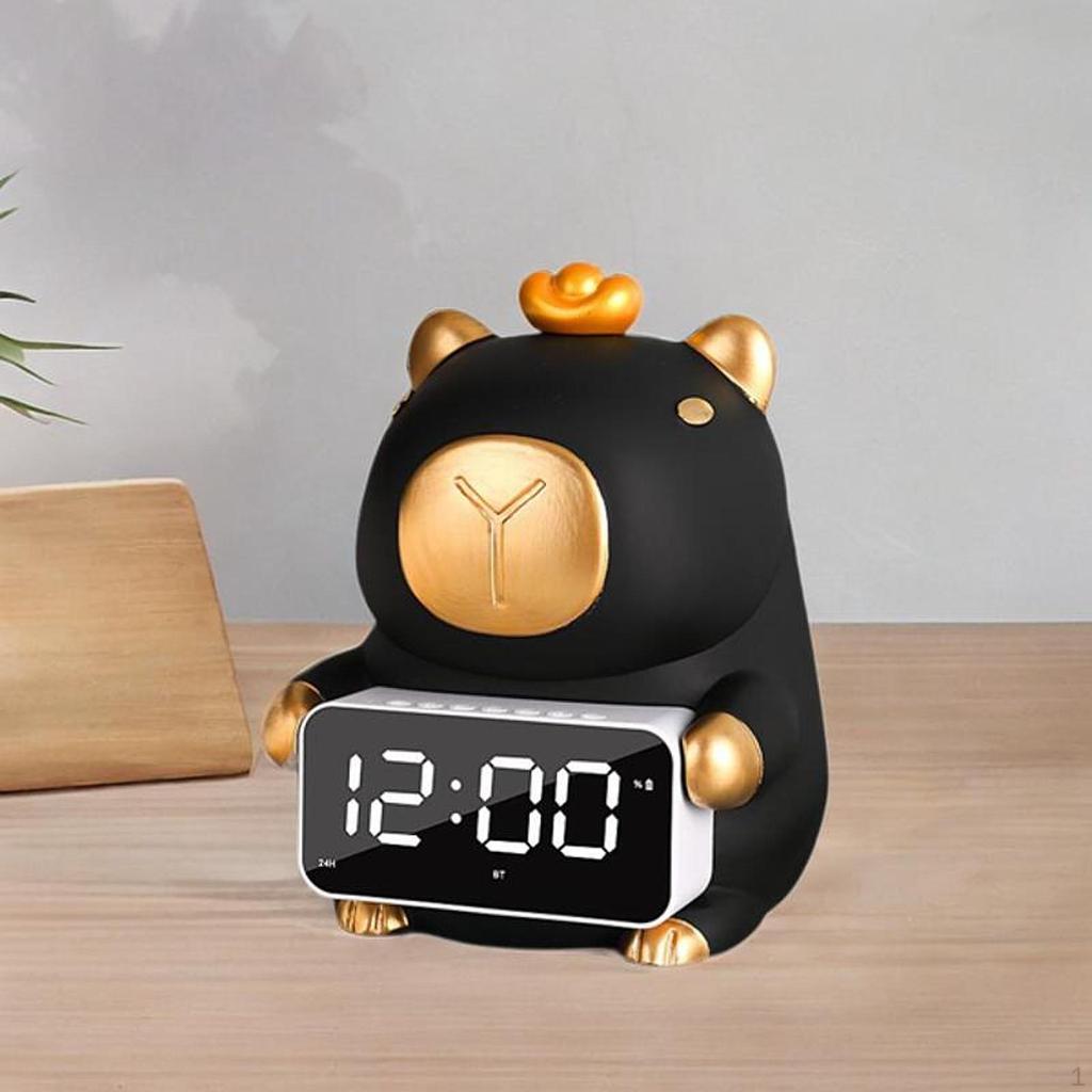 Capybara Figurine Bluetooth Speaker LED Alarm Clock Resin, Tissue Box Holder Table for Living