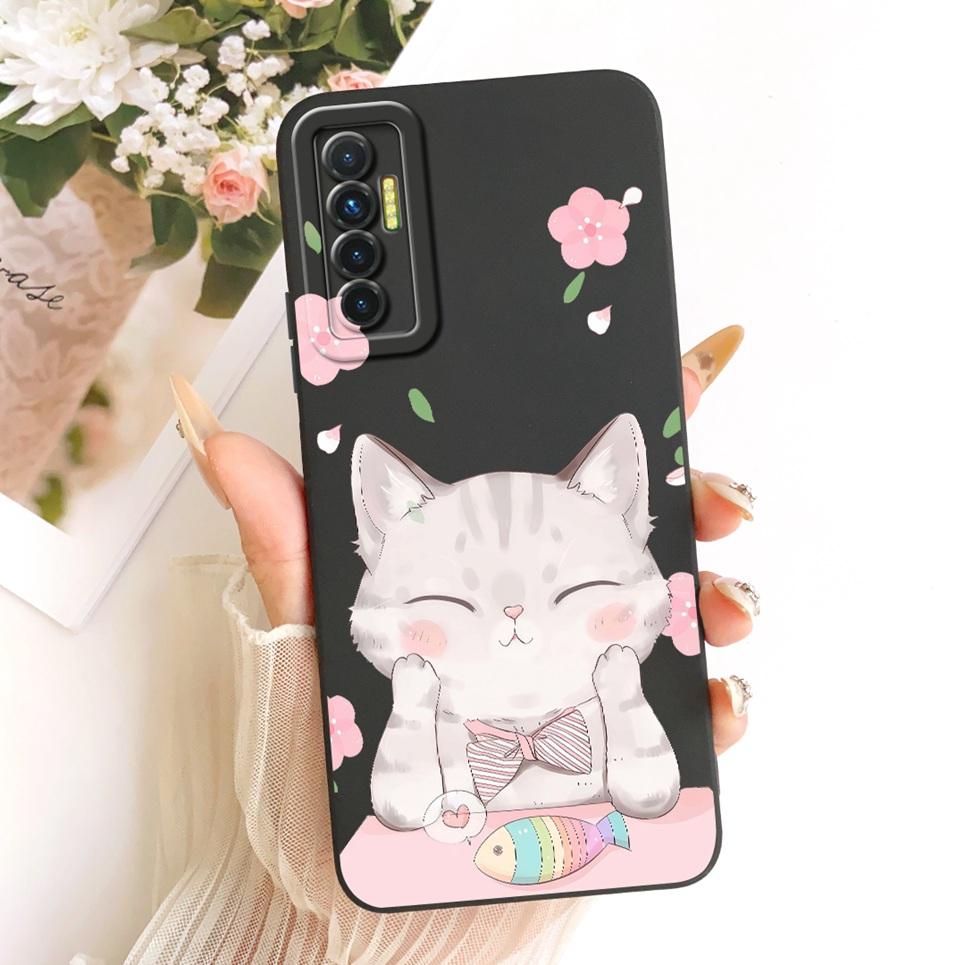 Daisy Bow Pattern Butterfly Flower Cherry Back Cover For Tecno Camon 17 17P 17 Pro Phone Case Soft Silicone Casing CG6 CG7 CG8