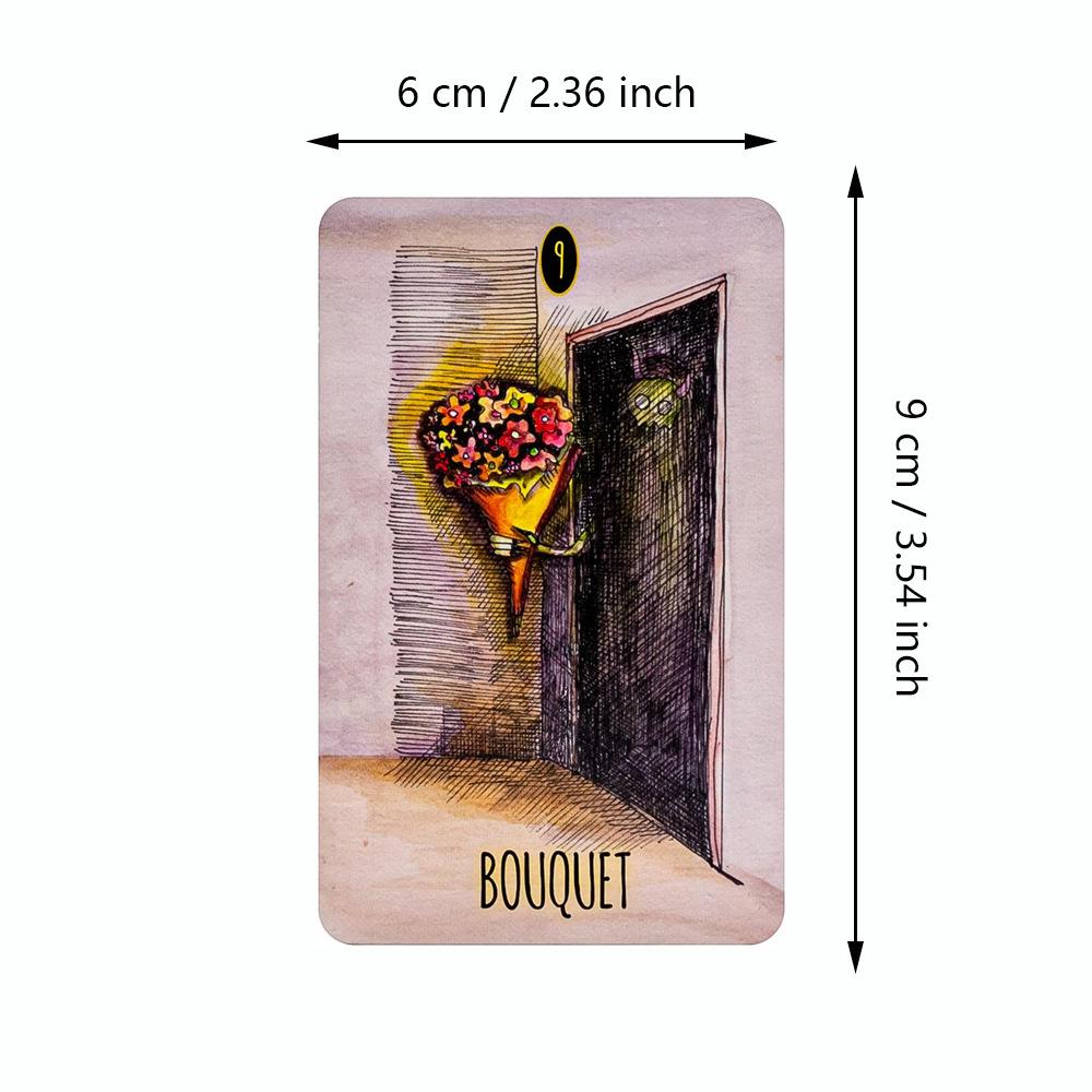 Shadowland Lenormand 36-карточный Путешествие в Тени и Свет Готический набор тушью и акварелью Двойное тиснение 9x6см