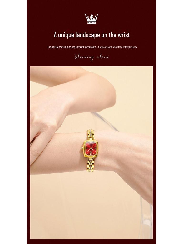 OLEVS Женские изысканные минималистичные часы-браслет с квадратным циферблатом в стиле ретро, кварцевые