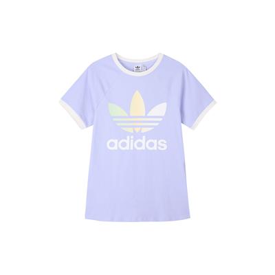 adidas Originals Colorblock Trefoil Повседневная футболка с круглым вырезом и короткими рукавами Женские топы Светло-фиолетовый IT9822