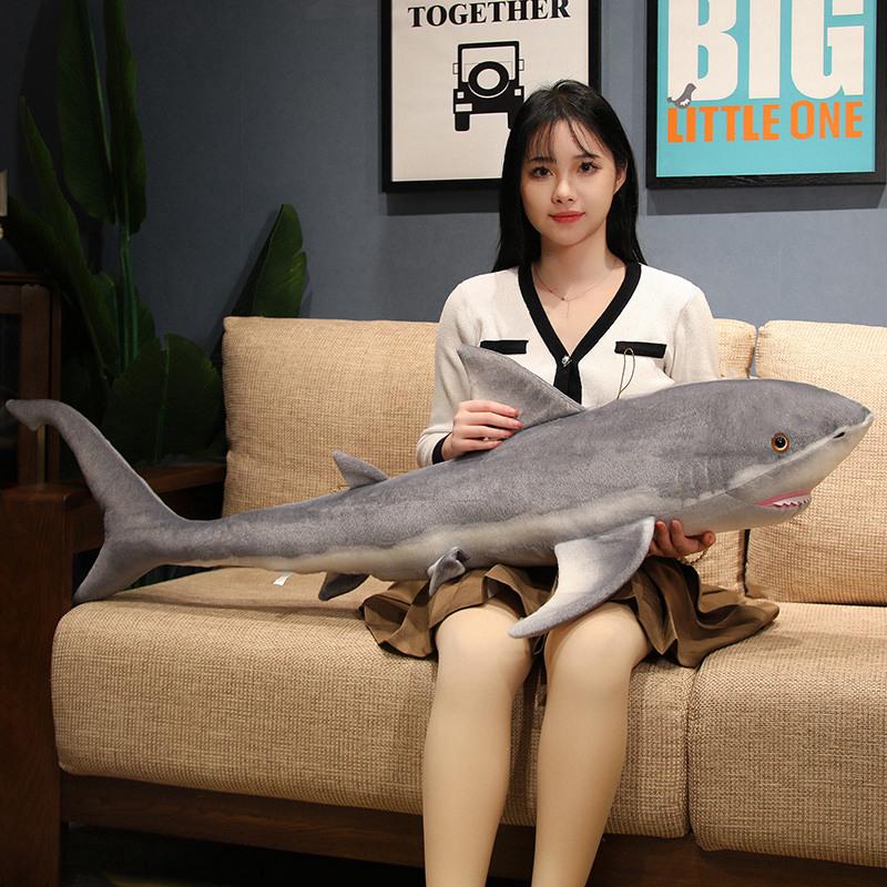60-140CM Great White Shark Plush Toy Simulation Stuffed Soft Jaws Pillow Sleeping Cushion For Birthday Gifts