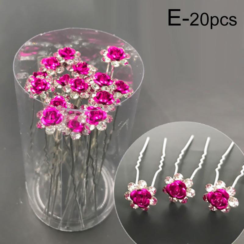 20 шт. свадебные шпильки модные стразы роза цветок заколки для волос головной убор U-образные заколки заколки для волос палочка для волос