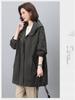 Women's Mid-Length Hooded Trench Coat, Spring/Autumn 2024: Pure Cotton, Long-Sleeve, Casual Workwear, Slimming Plus Size.