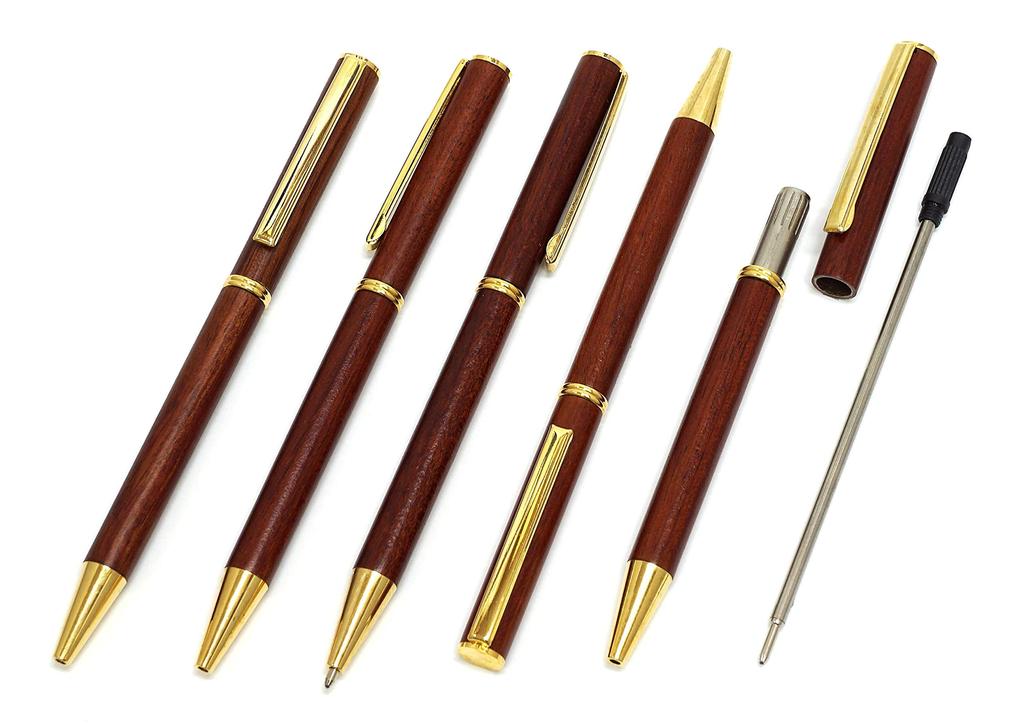 Мини-блокнот из переработанной коровьей кожи, коричневый, с тканевым пеналом, красным деревянным стержнем, вращающейся шариковой ручкой 403, набор LS022PC-NK02R-403